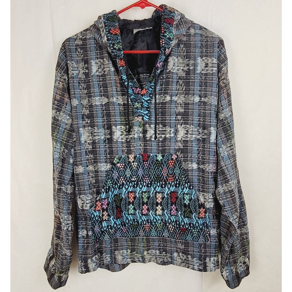 Ixchel hand embroidered patchwork hoodie Size small Hippie Boho Casual